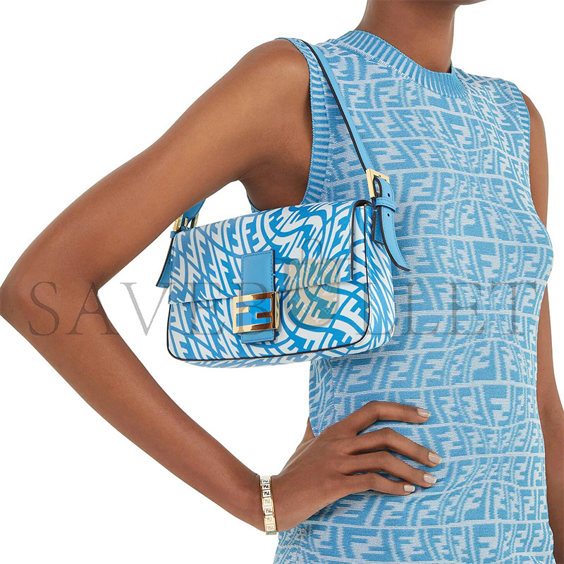 F**di baguette 1997 bag vertigo zucca coated canvas blue 8br792afl1f1e8l (28*13.5*6cm)